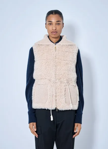 Sherpa-Lined Knitted Vest