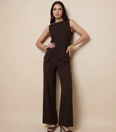 Women's Brown Crossover Waistcoat