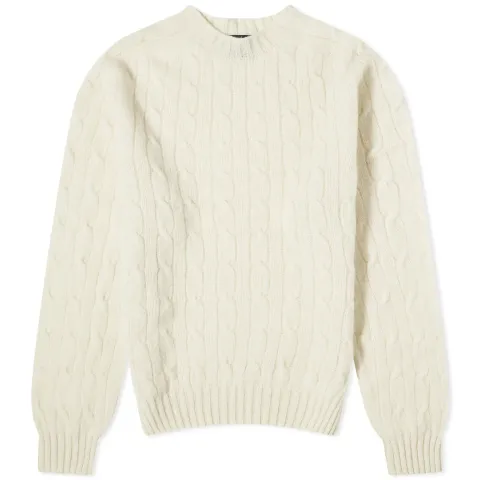 Brushed Shetland Cable Crew Knit