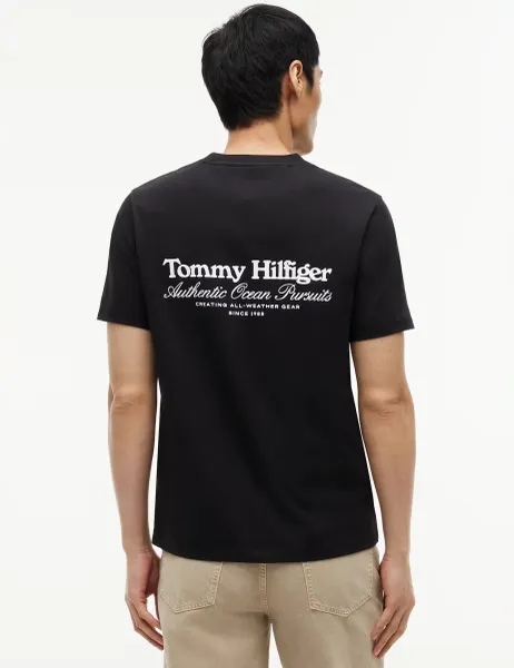 Tommy Hilfiger Pure Cotton Nautical Back Graphic T-Shirt Black