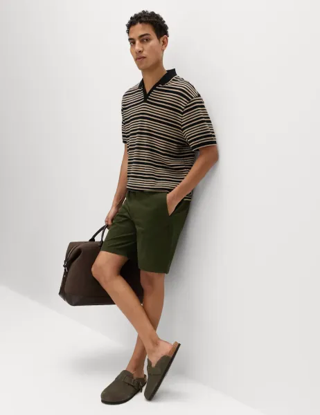 Marks & Spencer Regular Fit Stretch Chino Shorts Dark Green