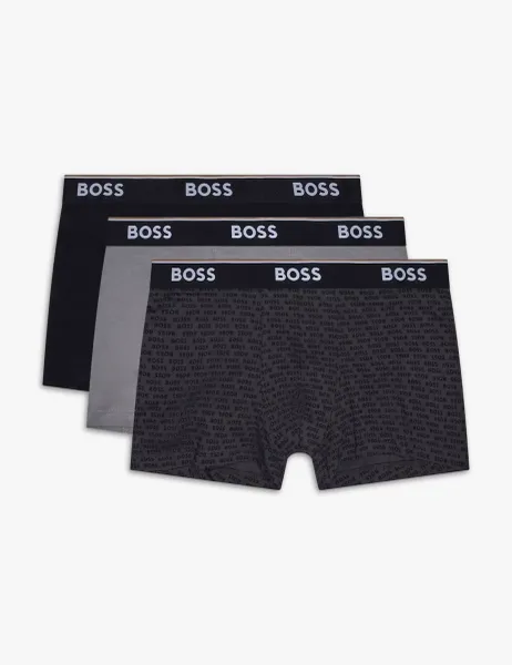 Boss 3 Pack Cotton Rich Assorted Trunks Grey Mix