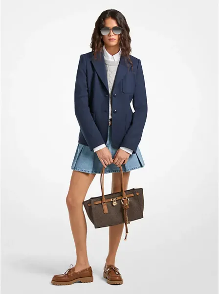 Stretch Wool Blend Twill Blazer