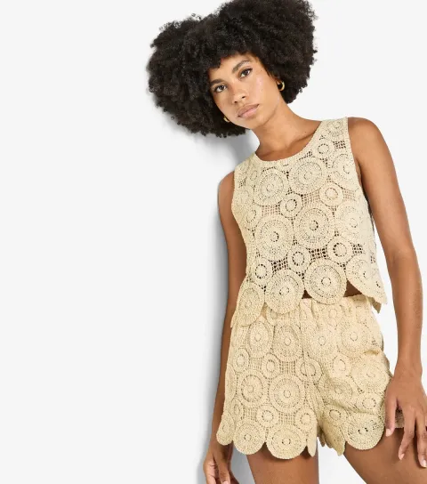 Women's Stone Crochet Shorts