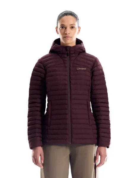 Nula High Neck Hooded Puffer Jacket Burgundy