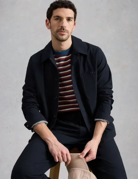 White Stuff Falmouth Pure Cotton Seersucker Jacket Navy