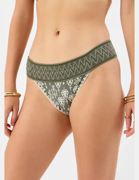 Accessorize Floral Band High Leg Bikini Bottoms Khaki