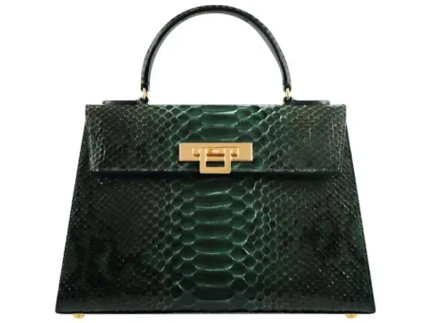 Fonteyn Large Pythonskin Handbag - Dark Green