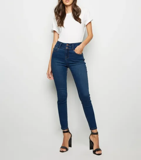 New Look Women's Blue High Waist 'Lift & Shape' Skinny Jeans