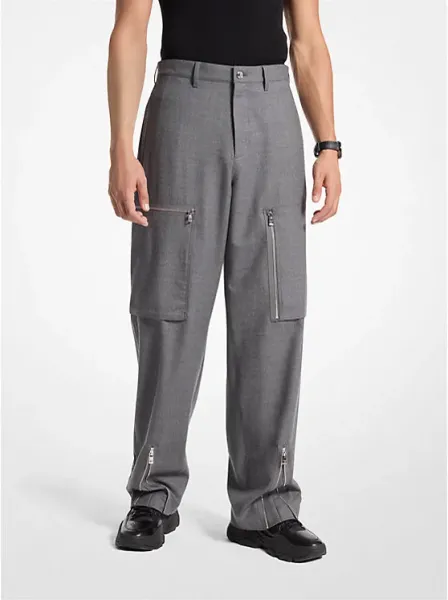 Michael Kors Stretch Wool Zip Cargo Pants