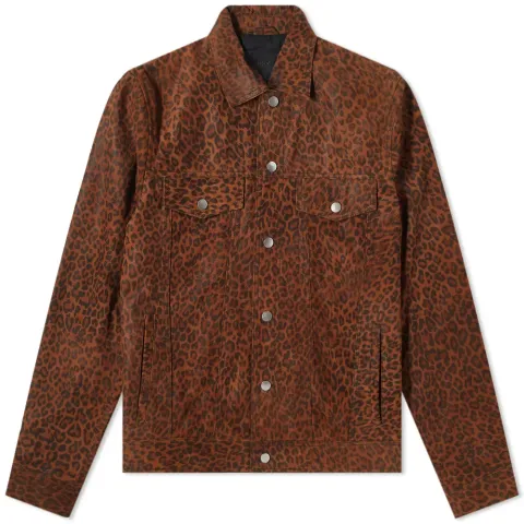 Suede Over Printed Trucker Jacket