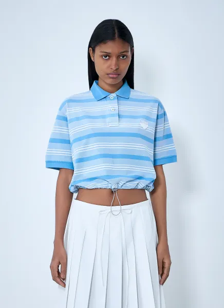 Striped Polo Shirt with Drawstring Hem