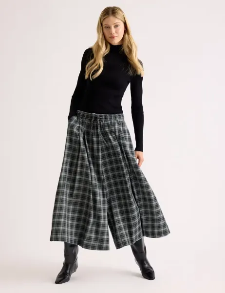 Albaray Checked Wide Leg Culottes Grey Mix