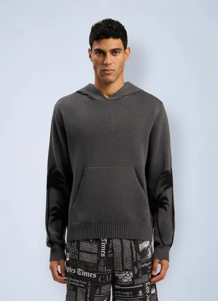 Back Palms Knit Hooded Sweatshirt