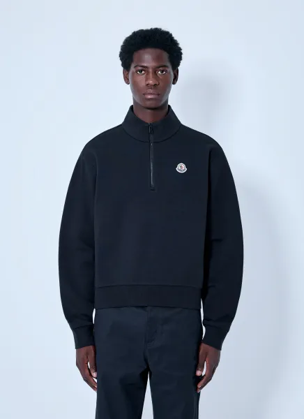 Half-Zip Sweatshirt with Logo Patch