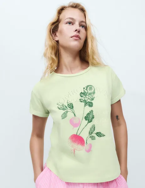 Marks & Spencer Jersey Washed Graphic Pyjama Top Pistachio