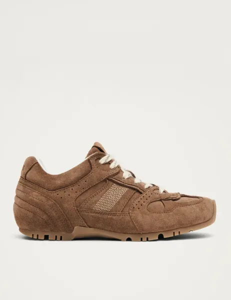 Tb.56 Suede Lace Up Trainers Brown