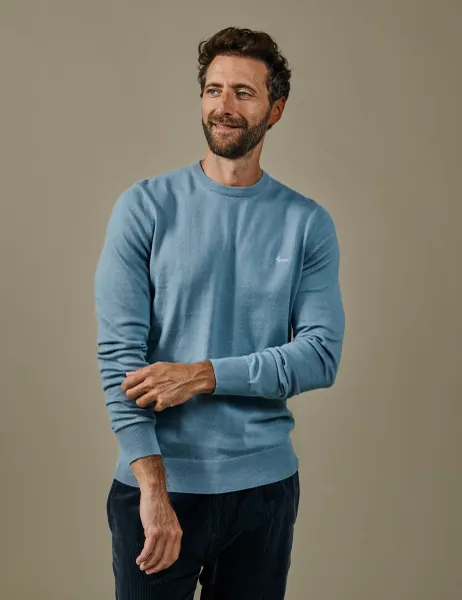 Aubin Pure Cotton Crew Neck Jumper Indigo
