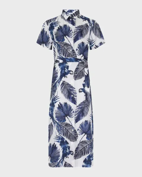 Vilebrequin Women Silk Long Shirt Dress Papagaio