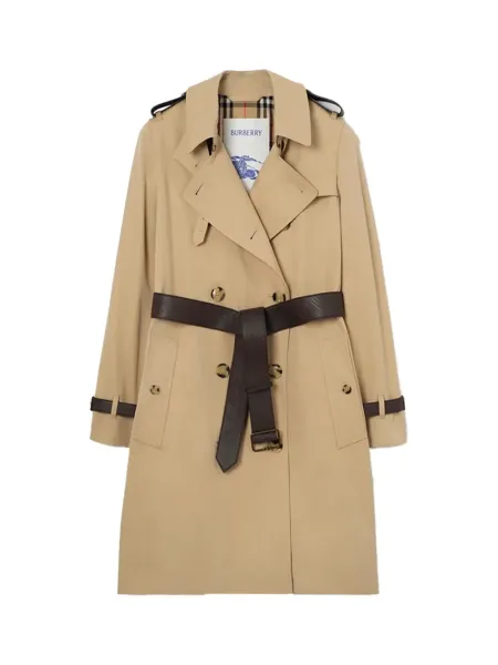 Women Leather Kensington Trench Coat Honey Beige