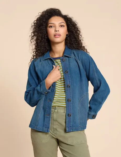 White Stuff Denim Relaxed Jacket Med Blue Denim