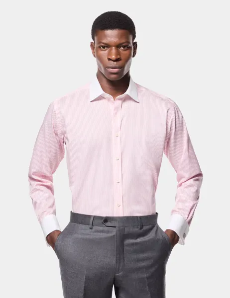 Hawes & Curtis Slim Fit Non Iron Striped Shirt Pink Mix