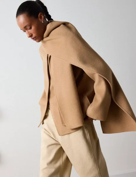 Whistles Double Faced Wool Trench Coat Camel