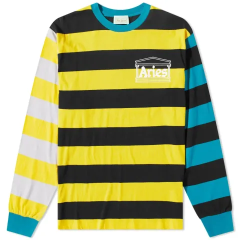 Long Sleeve Colour Blocked Striped Tee