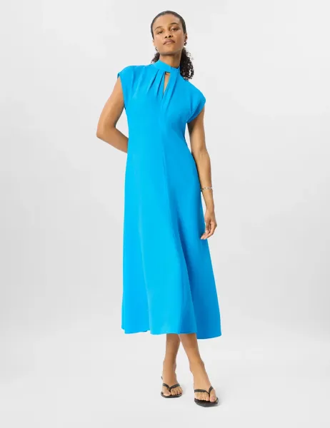 Whistles High Neck Midi Skater Dress Blue