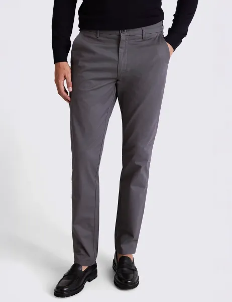 Moss Tailored Fit Stretch Chinos Medium Grey