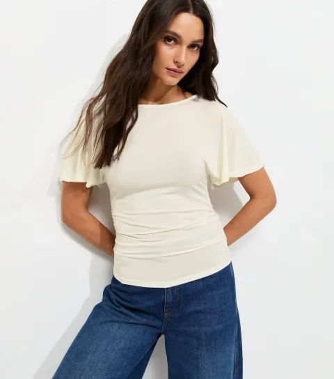 Women's Cream Batwing Sleeve Corset Top