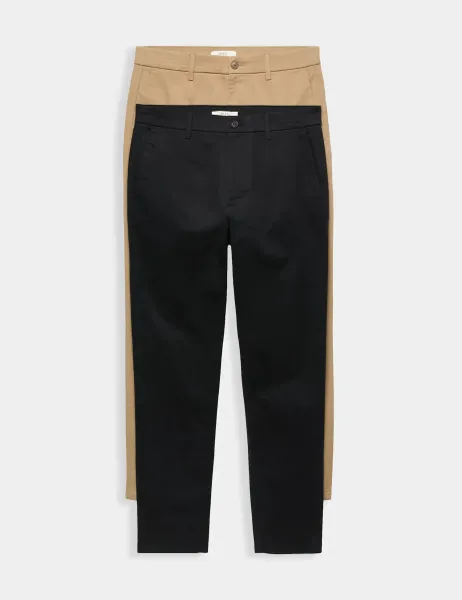 Marks & Spencer 2 Pack Slim Fit Stretch Chinos Black Mix