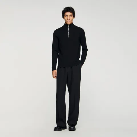 Wool jumper with zip collar