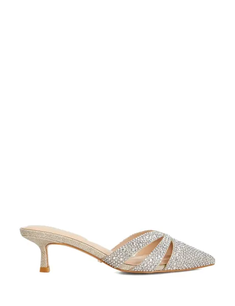 Dune London Diamante Embellished Kitten Heels Gold
