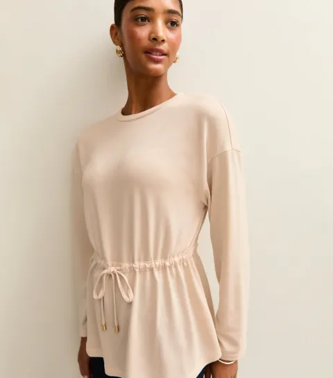New Look Women's Cream Soft Touch Tie Waist Top