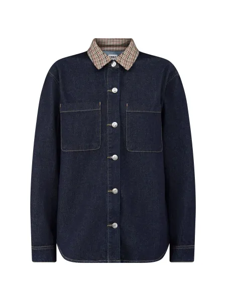Only Vera Check Denim Shirt – Dark Blue Denim