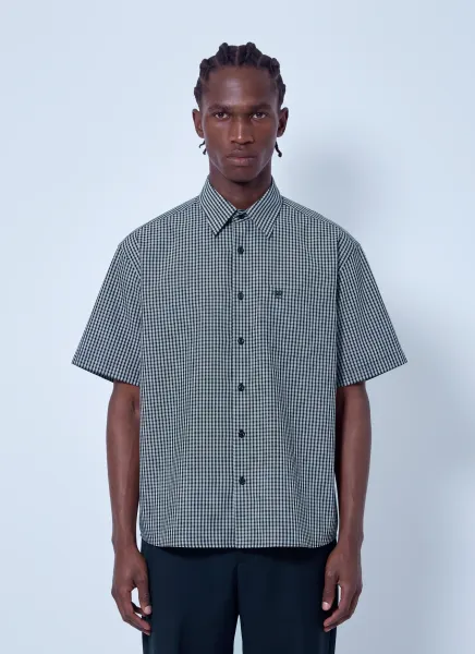 VETEMENTS Metal Logo Checked Short Sleeve Shirt