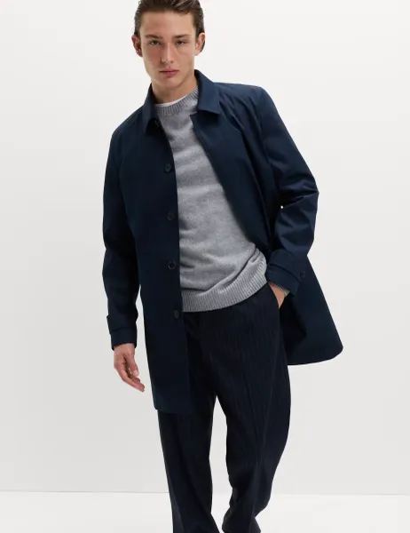 Marks & Spencer Cotton Blend Car Coat Mac Navy