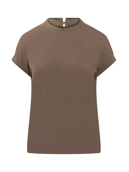 BRUNELLO CUCINELLI Stretch Cotton Jersey T-Shirt Brown