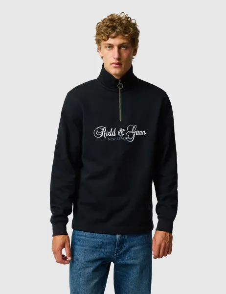 Rodd & Gunn Jubilee Pure Cotton Half Zip Sweatshirt Black Mix