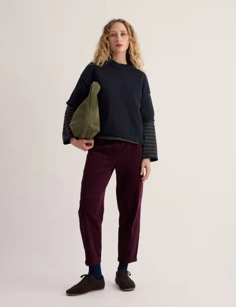 Seasalt Cornwall Pure Cotton Cord Ankle Grazer Joggers Purple
