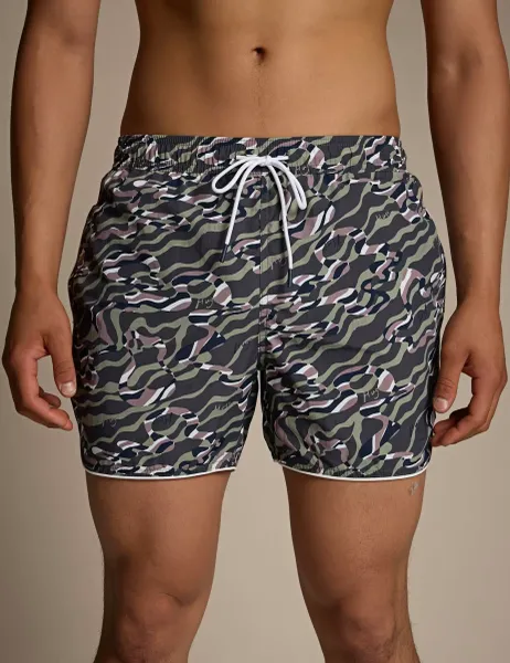 Quick Dry Printed Swim Shorts Green Mix