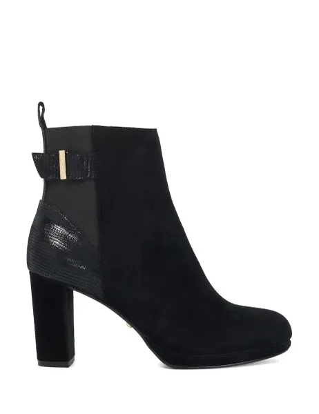 Dune London Suede Block Heel Ankle Boots Black