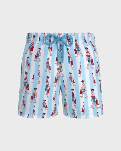 Vilebrequin Men Swim Shorts Stripes Where's Wally?