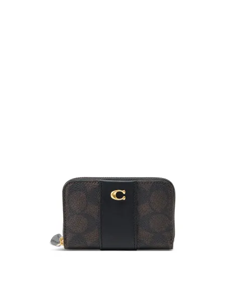 Coach Signature Leather Essential Small Zip-Around Card Case - Walnut