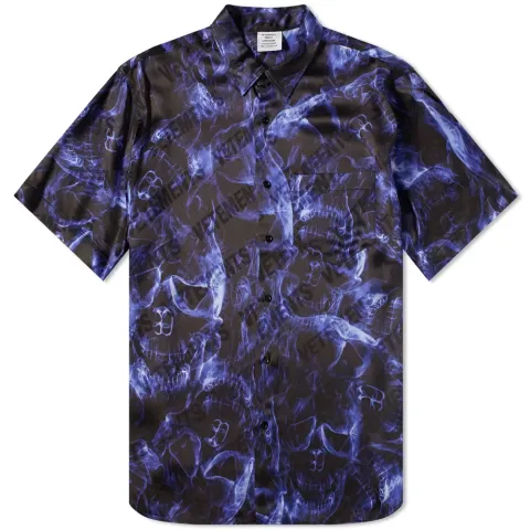 Short Sleeve Skulls Logo Print Shirt