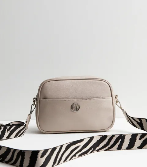 Grey Leather-Look Webbed Cross Body Bag Vegan