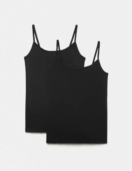 Marks & Spencer 2 Pack Heatgen Thermal Strappy Vests Black