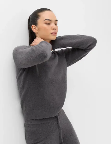 Goodmove Boucle Crew Neck Cropped Jumper Thunder
