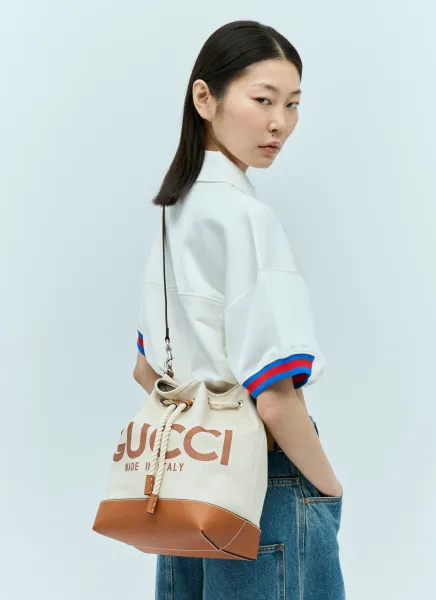 Logo Print Drawstring Shoulder Bag